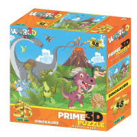 Стерео-пазл Prime 3D "Динозавры на прогулке" 48 деталей, 3+ JZL-15041