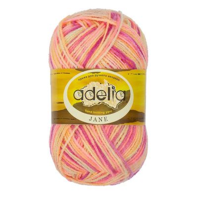 Пряжа ADELIA Jane 100% акрил 1 х 50 г 227 ± 10 м №21 сиреневый-св.желтый-розовый-св.оранжевый ADE-JAN-21