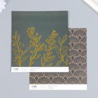 Бумага для скрапбукинга двусторонняя 10 л 15,5 х 17 см 180 г/м2 "Веера и разнотравье золото" SIM-7986356