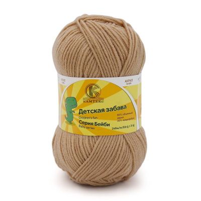 Пряжа Камтекс КТ "Детская забава" 80% акрил, 20% микрофибра 1 x 50 г 140 м 006 беж.свет KAM-ZABAV-006
