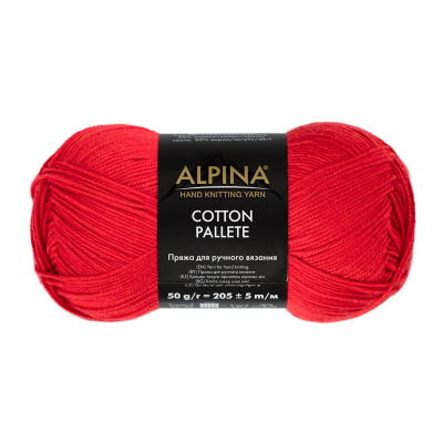 Пряжа ALPINA Cotton Pallete 50% хлопок, 50% акрил 1 х 50 г 205 ± 5 м №09 красный ALP-COP-09
