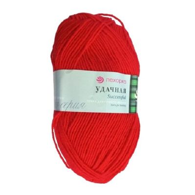 Пряжа Пехорская ПТ "Удачная" 50% шерсть, 50% акрил 1 х 100 г 250 ± 29 м №006 красный PEH-UDA-006