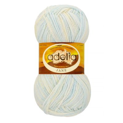 Пряжа ADELIA Jane 100% акрил 1 х 50 г 227 ± 10 м №01 белый-бл.голубой ADE-JAN-01