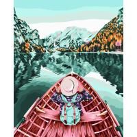 Картина по номерам на холсте ТРИ СОВЫ "Озеро в горах" 40 x 50 см с акриловыми красками и кистями RE-КХ_44184