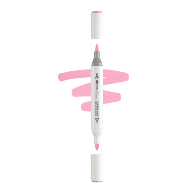 Маркер акриловый двусторонний СОНЕТ перо кисть/пуля 1 шт R605 розовый NP-273-R605