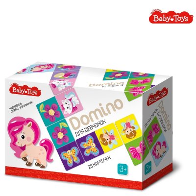 Домино Вaby Toys для малышей "Для девчонок" 28 элемента, 3+ KOR-04065