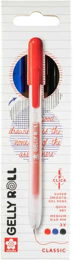 Ручки гелевые SAKURA Gelly Roll Stardust, набор 3 цвета, средний наконечник 0.8 мм, выдвижной корпус RTPXGBRACL3C