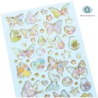 Наклейки гелевые MESHU "Rainbow butterflies" 10 x 22 см, 57 накл, инд. уп., европодвес RE-MS_36642