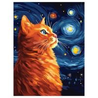 Картина по номерам на холсте ТРИ СОВЫ "Лунный кот" 40 x 50 см, краски, кисть RE-КХ4050_53932