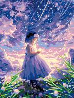 Набор для раскрашивания по номерам (со светодиодами) ФРЕЯ 40 х 30 см "Девочка со звездами" PNB/PMDD-392