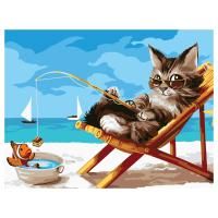 Картина по номерам на картоне ТРИ СОВЫ "Кошачий отдых" 30 x 40 см, краски, кисть RE-КК_53784
