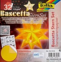 Бумага полупрозрачная для сборки звезды FOLIA Bascetta Star 115 г/м2 15 x 15 см 32 л, жёлтый FL-814/1515