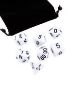 Набор из 7 кубиков для ролевых игр (белый) блистер с мешочком З-DA0001