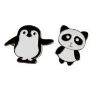 Набор брошей "Панда и пингвин" 2 шт чёрно-белый в золоте 5114753