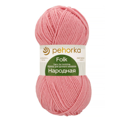Пряжа Пехорская ПТ "Народная" Шерсть-30%, Акрил-70% 1 х 100 г 220 ± 13 м №020 розовый PEH-NAR-020