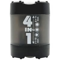 Точилка KUM 4-in-1 K4 Black, 4 отверстия, пластиковая, контейнер с крышками, черная KUM-1028371