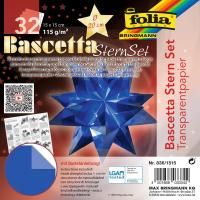 Бумага полупрозрачная для сборки звезды FOLIA Bascetta Star 115 г/м2 15 x 15 см 32 л, синий FL-836/1515