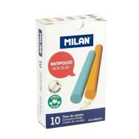 Мелки школьные MILAN 10 цв, круглые, антипыль, карт.упаковка ML-245210