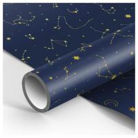 Упаковочная бумага глянцевая MESHU "Golden constellations" 1л. 70 x 100 см 90 г/м2 RE-MS_46405