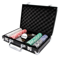 Набор для покера из 200 фишек с номиналом Фабрика Покера в черном кейсе MAGCPPS200B