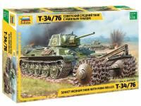 Сборная модель: Советский танк Т-34/76 с минным тралом, З-3580