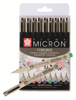 Набор капиллярных ручек SAKURA Pigma Micron 9 цветов (0.45 мм) новинка MPPOXSDK059