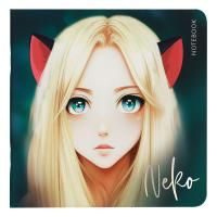 Записная книжка 170 x 170 мм 40л. MESHU "Neko" 80 г/м2 на скрепке, soft-touch, тиснение фольгой, без линовки RE-MS_53368