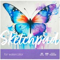 Скетчбук для акварели 20л. 200 x 200 мм BG "Бабочка" 200 г/м2, глянцевая ламинация, среднее зерно, ГОЗНАК, на склейке RE-Скв20ск_57147
