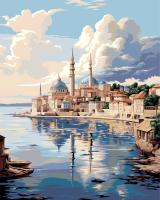 Набор для раскрашивания по номерам (холст на подрамнике) ФРЕЯ 50 х 40 см "Городской пейзаж у моря" PNB/PL-366