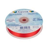 Лента атласная GAMMA двухстор. с металл. нитью 20 мм 33 м ± 2 м №026 красный/золото AL-20M-026