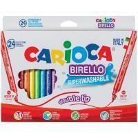 Фломастеры двусторонние Carioca "Birello" 24 цв 24 шт смываемые RE-41521