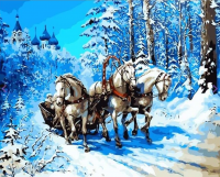 Тройка лошадей, картина по номерам, CV-MG6221