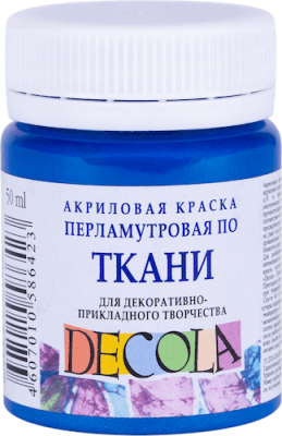 Краска акриловая по ткани DECOLA перламутровая, банка 50 мл, 507 Бирюзовая NP-5228507