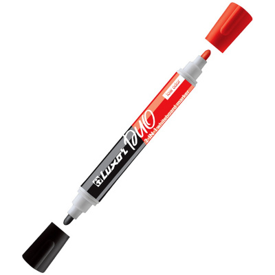 Маркер для белых досок двухсторонний Luxor "Duorite" 1-3 мм, пулевидный, черный/красный RE-1958-1