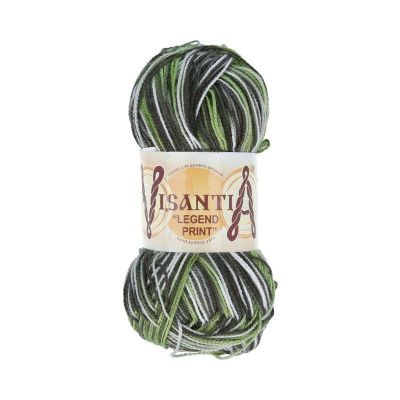 Пряжа VISANTIA Legend Print 100% акрил 1 х 50 г 250 ± 12 м №086 св.зеленый-белый-черный VIS-LP-086