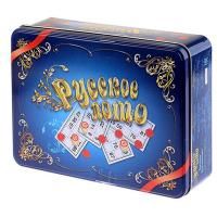 Настольная игра: Десятое королевство Лото "Русское лото" синяя, жестяная коробка RE-1780