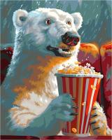 Набор для раскрашивания по номерам (холст на подрамнике) ФРЕЯ 50 х 40 см "Мишка в кино" PNB/PL-335