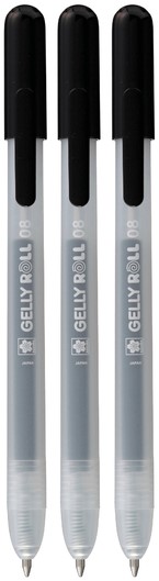 Ручка гелевая SAKURA Gelly Roll Stardust, набор 3 шт, черный, средний наконечник 0.8 мм, выдвижной корпус RTPXGBRACL3B