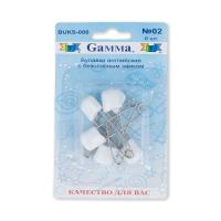 Булавки английские GAMMA с безопасн.замком 6 шт 40 мм 02 белый в блистере BUKS-006-02 BUKS-006-02