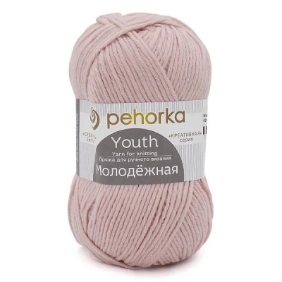 Пряжа Пехорская ПТ "Молодежная" 91% акрил, 9% полиамид 1 х 200 г 280 ± 14 м №868 пудра PEH-MOL-868
