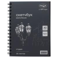 Альбом для графики ГАММА "Студия" 140 г/м3 А5, 30л, на спирали, черный RE-50SK03S730N
