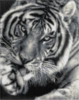 Кристальная (алмазная) мозаика ФРЕЯ на подрамнике "Черно-белый тигр" 40 х 50 см ALPD-128