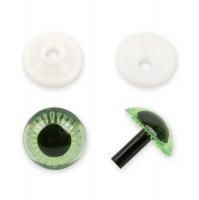 Глаза пластиковые с фиксатором (с лучиками) HobbyBe d 13 мм 2 шт зеленый PGSL-13F-2