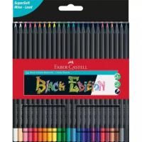 Карандаши цветные Faber-Castell "Black Edition" 24 цв трехгранные, черное дерево, заточенные,картон RE-116424