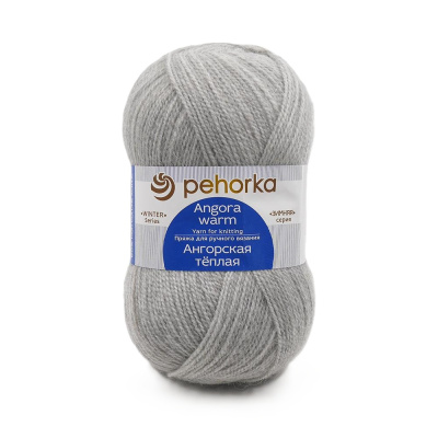 Пряжа Пехорская ПТ "Ангорская теплая" 60% акрил, 40% шерсть 1 х 100 г 480 ± 29 м №386 св. серый меланж PEH-ANG-386