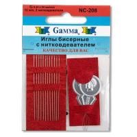 Иглы бисерные GAMMA сталь 12 шт d 0.34 мм с двумя нитковдевателями NC-208