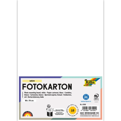 Фотокартон FOLIA 300 г/м², 50×70 см, 1 лист, 00 белый FL-61/25/00