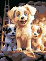 Набор для раскрашивания по номерам (холст на подрамнике) ФРЕЯ 40 х 30 см "Радостные щенки" PNB/PM-325