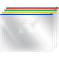 Папка-конверт на zip-молнии A4 OfficeSpace 120 мкм, прозрачная, цветная молния, карман, ПВХ, ассорти RE-ZB4_1778