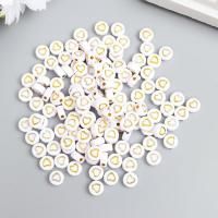 Бусины для творчества пластик "Золотое сердечко в круге" белые 20 г 0.3 x 0.7 x 0.7 см SIM-6116764